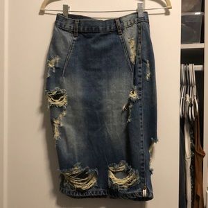 One Teaspoon Skirts - One teaspoon jean pencil skirt. One Teaspoon Skirts - One teaspoon jean pencil skirt.